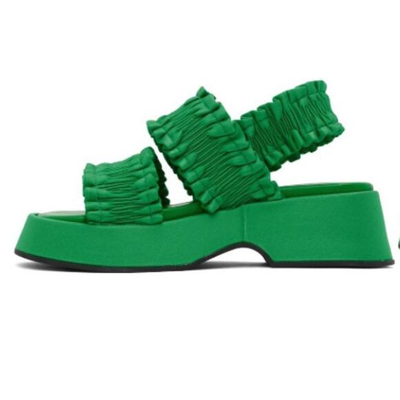GANNI - Green Smock Platform Sandals - Size 11 - Picture 3 of 10